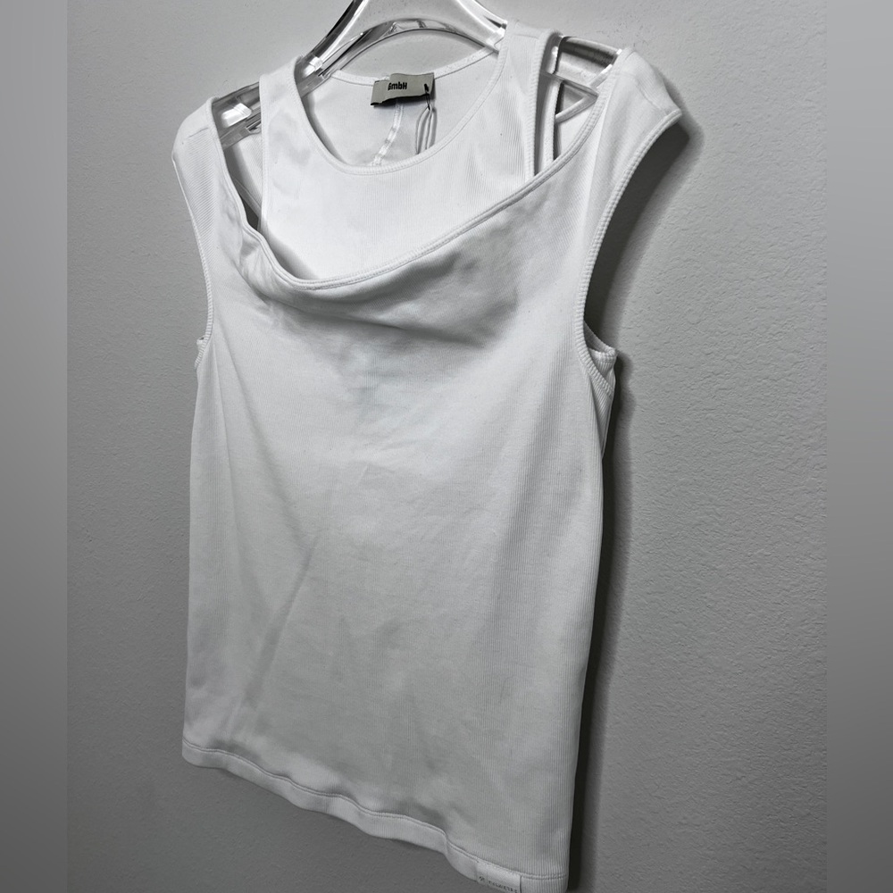 GMBH Off-Shoulder White Ribbed Top Mens Sz XL